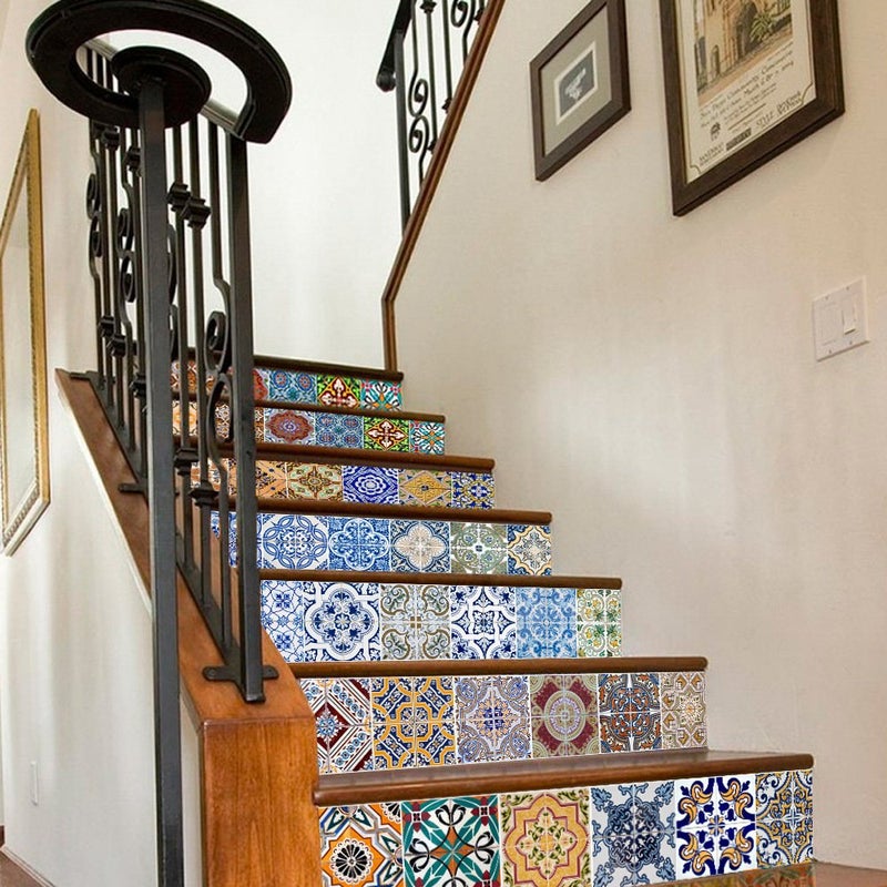 TUOKING 6 Strips Stair Risers Stickers Peel and Stick Stair Decals Removable Self-Adhesive Vinyl Staircase Stickers, 39.37" L x 7.08" W for 6 Steps - Image 5